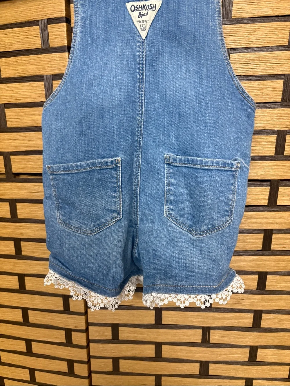 Osh Kosh Denim Shortalls With Lace Hem Size 2T